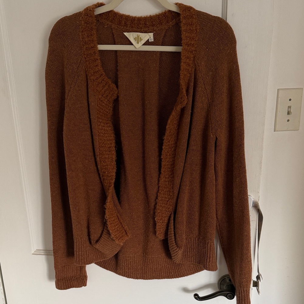 Anthropologie Rust Open-Front Cardigan